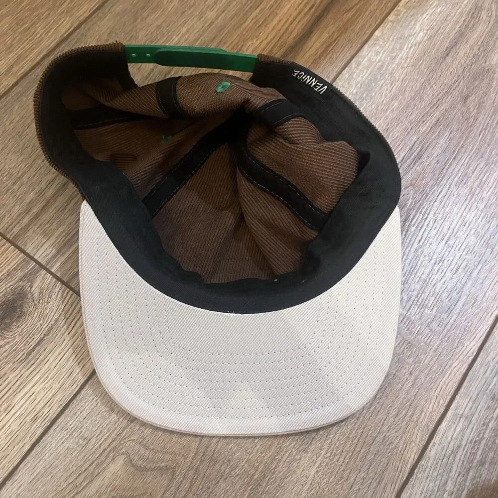 Vennice Pot Head Brown Corduroy Snapback Hat Cap Skater Grunge Embroidered